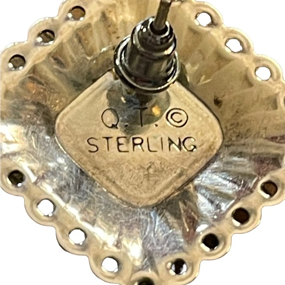 Vintage QT Sterling Inlaid Turquoise Multi Gemstone Earrings Southwestern - Picture 5 of 11